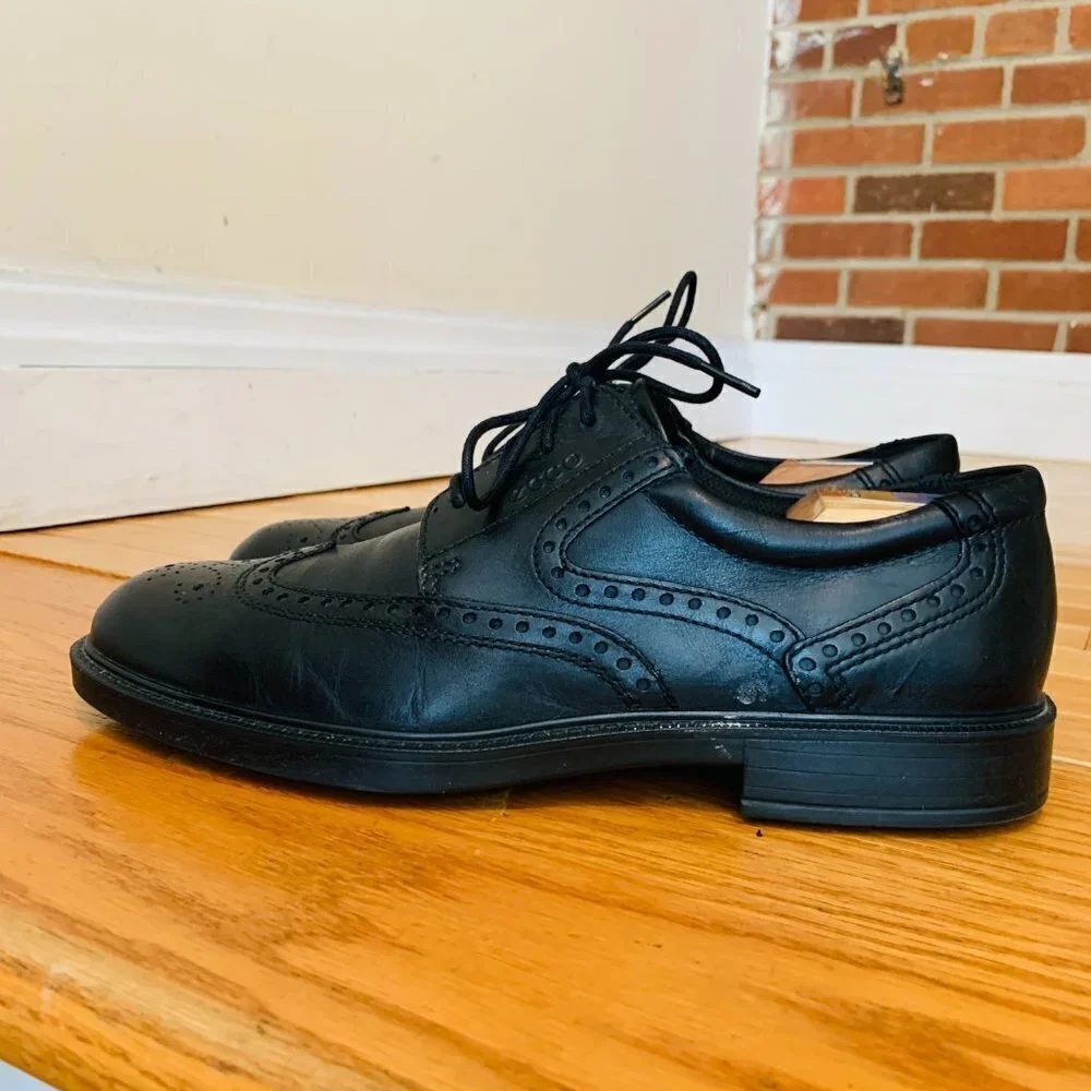 ECCO Men's Oxford Black Dress Lace Up Shoes US Size 9